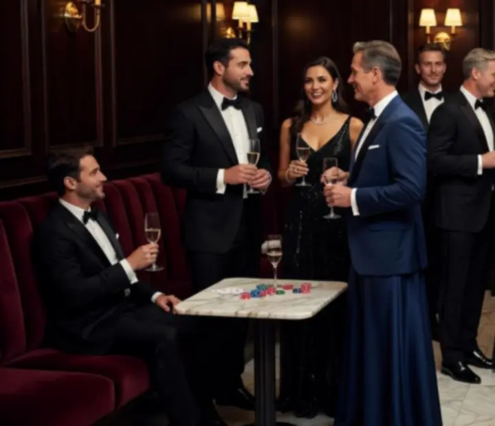 Invités élégants lors d'un événement casino en restaurant