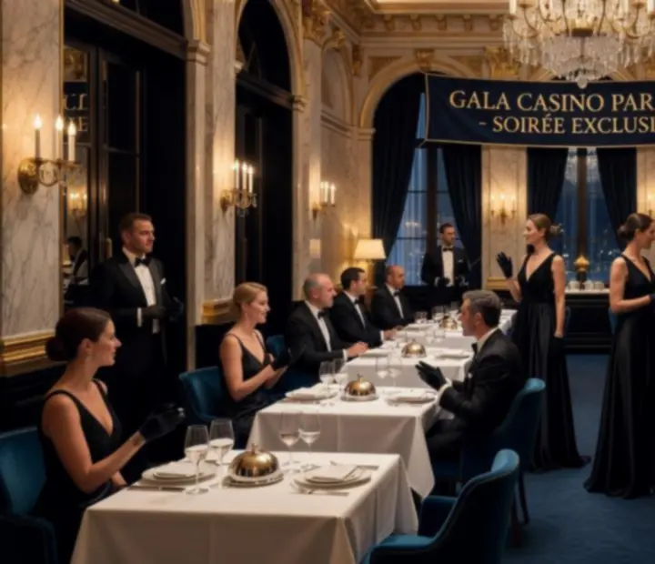 Vue d’ensemble d’un gala casino en restaurant dans un restaurant gastronomique parisien