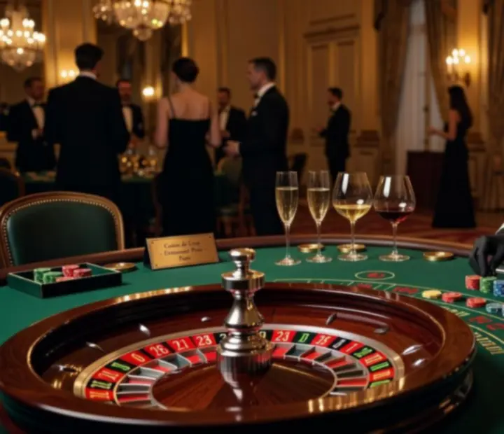 Installation d'une table de mock casino élégante dans un restaurant gastronomique en France