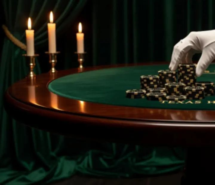 Coffret Poker Baron avec tables Texas Hold'em et jetons professionnels dans une salle privatisée.